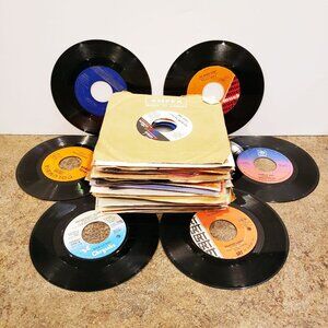 Lot of 20 Vintage '45 RPM' Vinyl Records, All With Sleeves, Bulk 45 RPM Singles